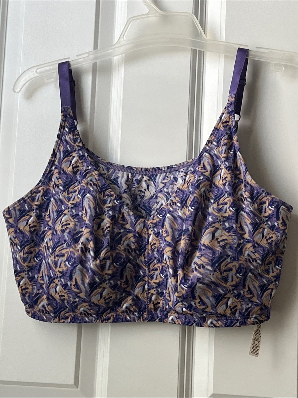 Rhonda Shear Purple & Cream Printed Women's Bra with Removable Cups Size 2X
